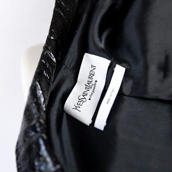 Yves Saint Laurent Black Patent Leather Safari Jacket Vintage Evening Jacket S - Picture 7 of 13